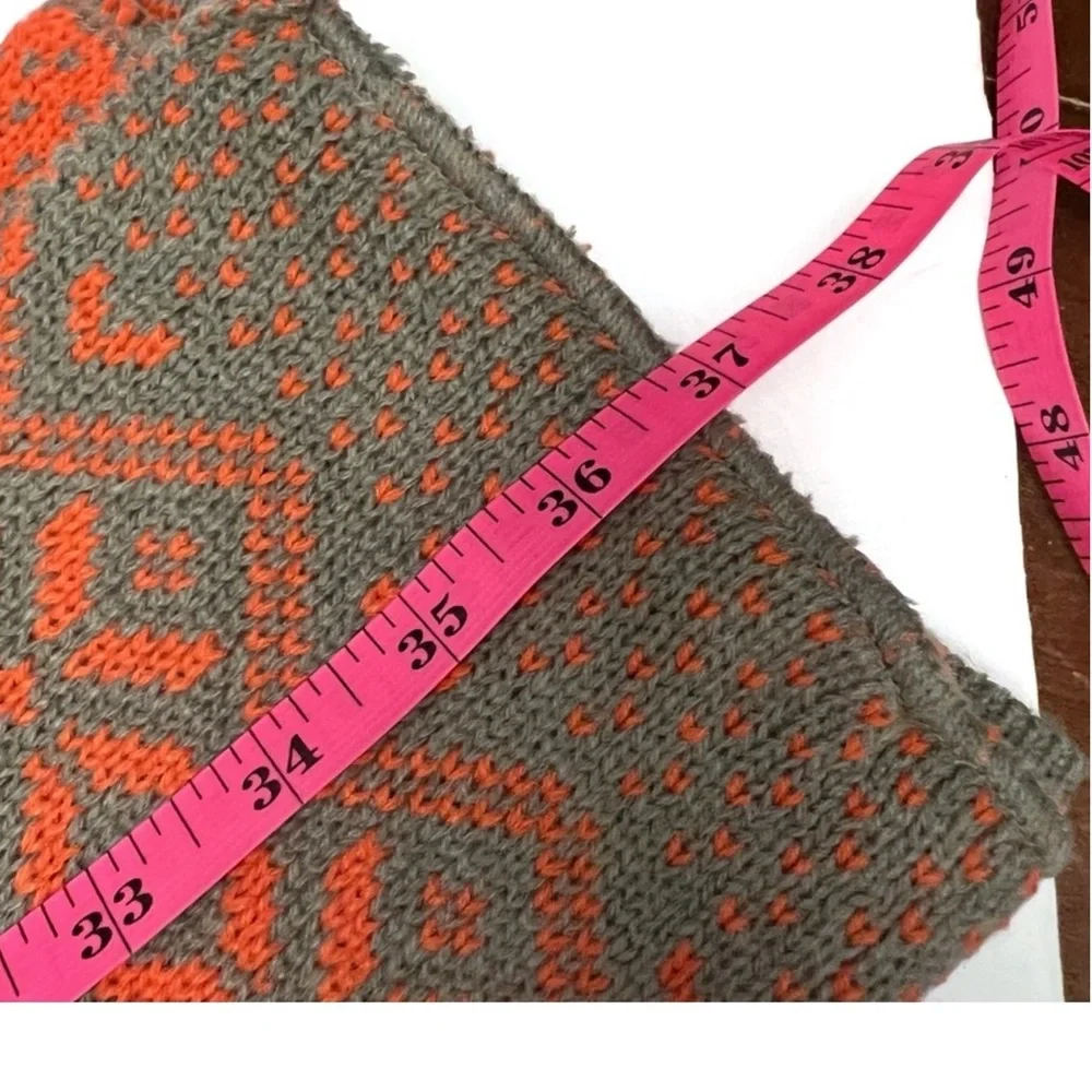 Simplicity Knit Winter Scarf Long Wide Wrap Gray Orange